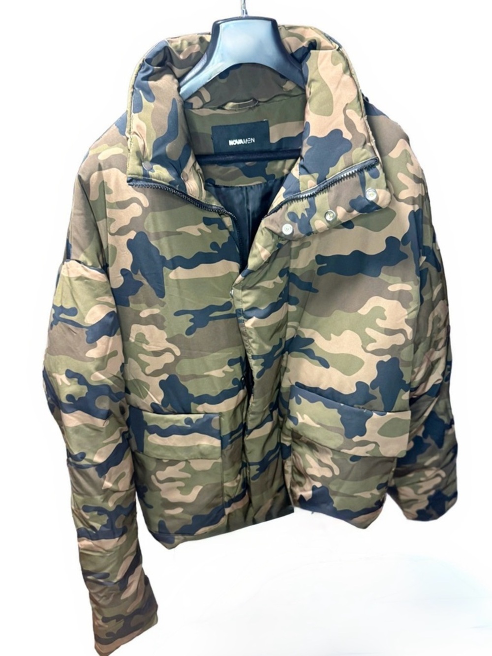 Fashion Nova Men Camo Puffer Jacket | Streetwear Zip Up | Size Small